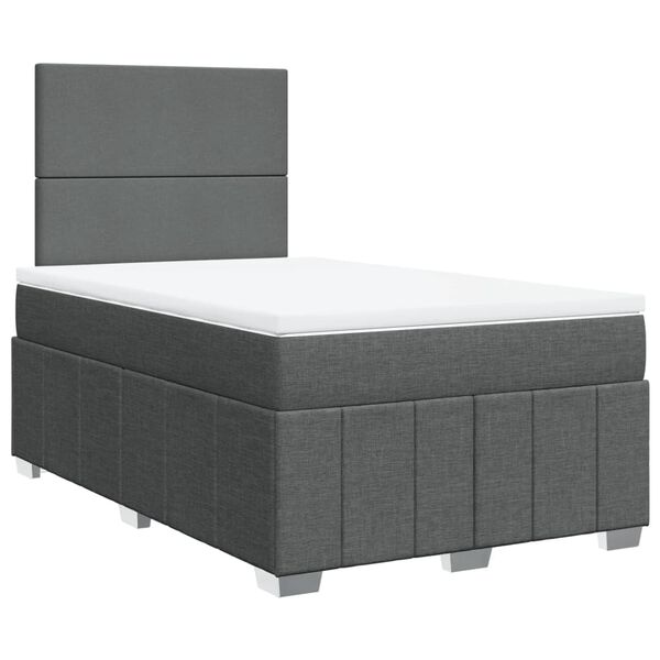 vidaXL Cama box spring con colch&oacute;n tela gris oscuro 120x200 cm