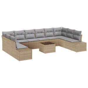 vidaXL Conjunto de sofás de jardín con cojín 10 pcs Beige y Gris Claro