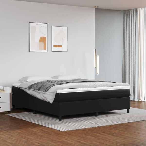 vidaXL Cama box spring con colch&oacute;n cuero sint&eacute;tico negro 180x200 cm
