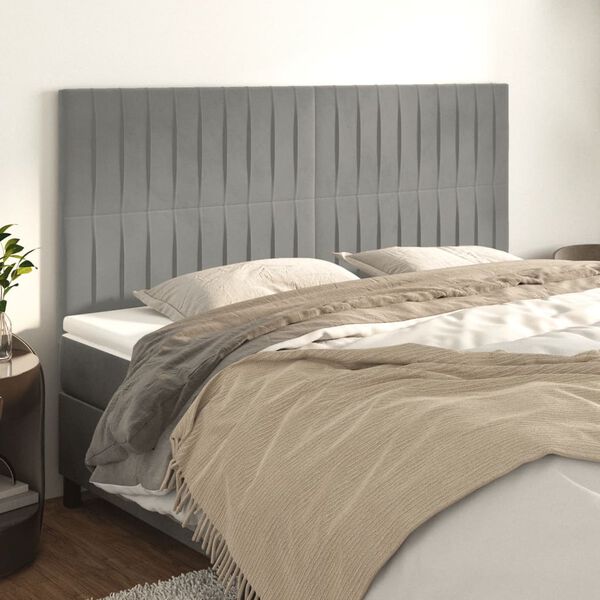 vidaXL Cabecero gris claro 180x5x118/128 cm terciopelo