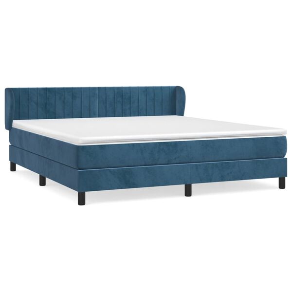 vidaXL Cama box spring con colch&oacute;n terciopelo azul oscuro 180x200 cm