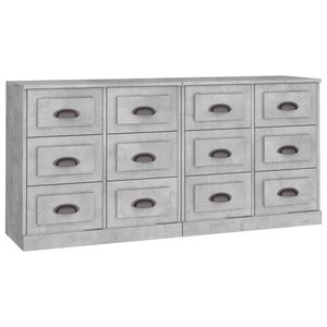 vidaXL Aparadores 2 uds madera contrachapada gris hormig&oacute;n
