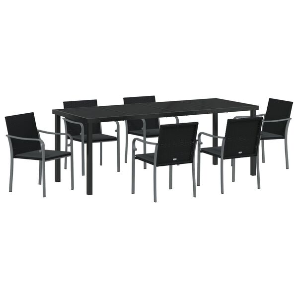 vidaXL Conjunto de Comedor de Jard&iacute;n 7 pcs Negro y Gris