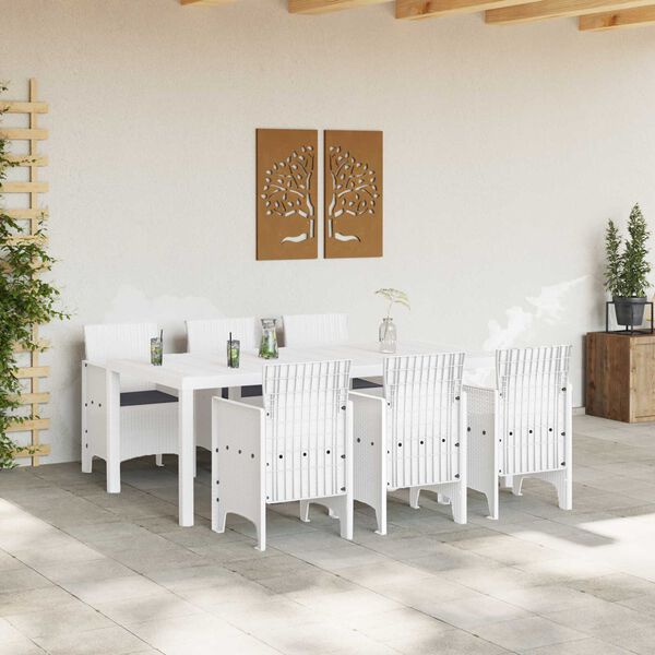 vidaXL Conjunto de Comedor de Jard&iacute;n 7 pcs Ratan Polt