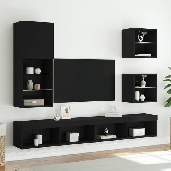 vidaXL Mueble para TV con luces LED negro 40,5x30x102 cm