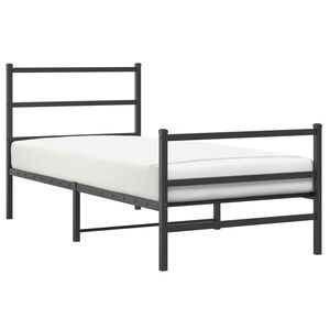 vidaXL Estructura cama sin colch&oacute;n con estribo metal negro 90x200 cm