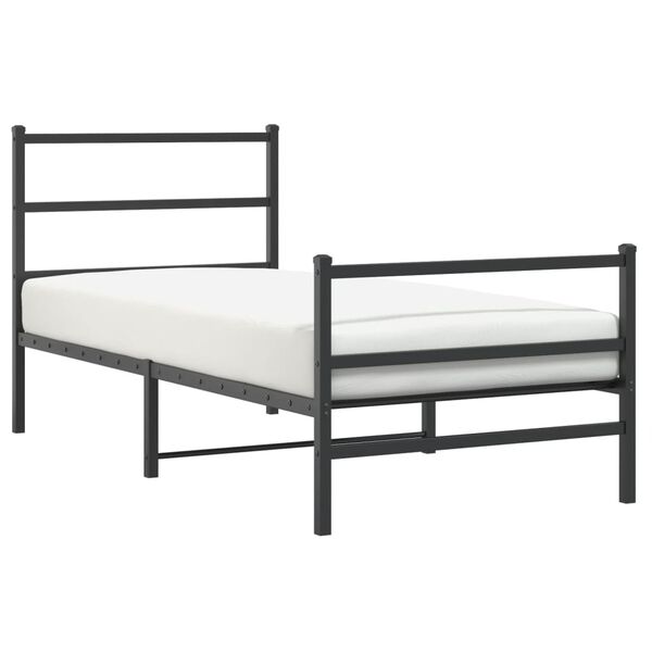 vidaXL Estructura cama sin colch&oacute;n con estribo metal negro 90x200 cm