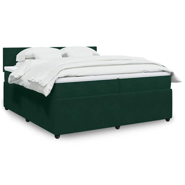 vidaXL Cama box spring con colch&oacute;n terciopelo verde oscuro 200x200 cm