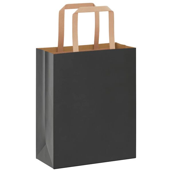 vidaXL Bolsas de papel con asas 250 uds negra 18x8x22 cm