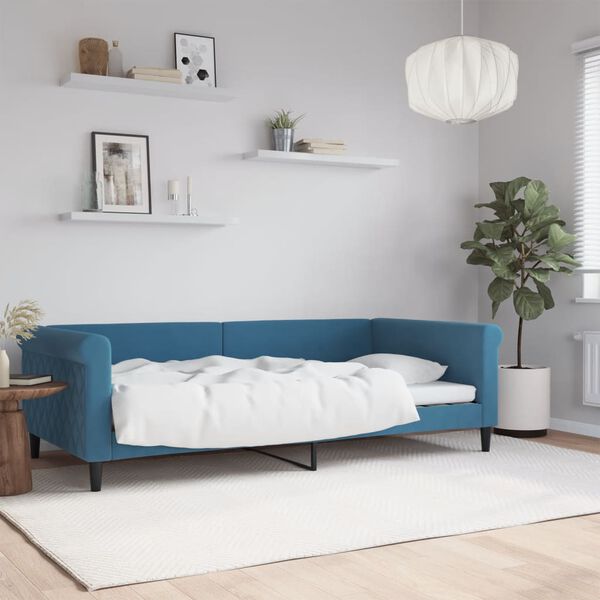 vidaXL Sof&aacute; cama sin colch&oacute;n terciopelo azul 100x200 cm