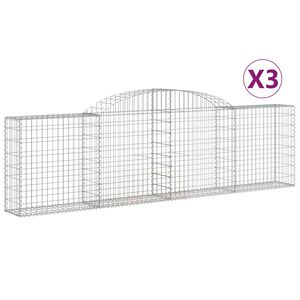 vidaXL Cestas de gaviones 3 uds forma de arco hierro 300x30x80/100 cm
