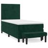 vidaXL Cama box spring con colch&oacute;n terciopelo verde oscuro 90x200 cm