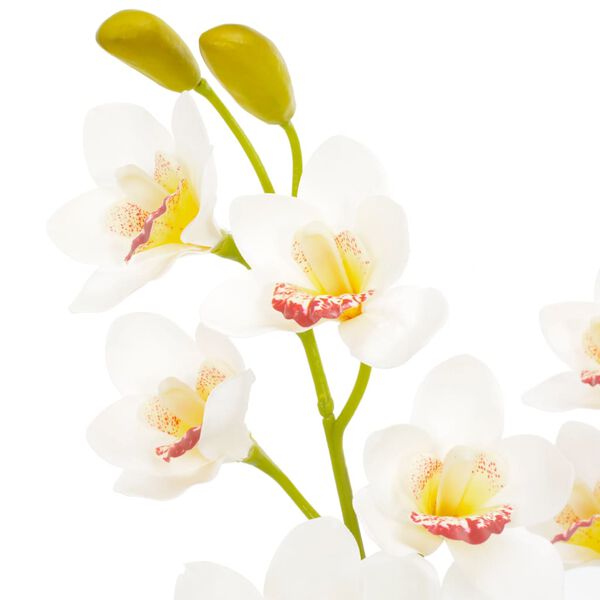 vidaXL Planta artificial orqu&iacute;dea con macetero 90 cm blanca