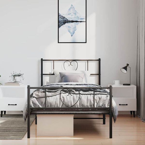vidaXL Estructura cama sin colchón con estribo metal negro 100x200 cm