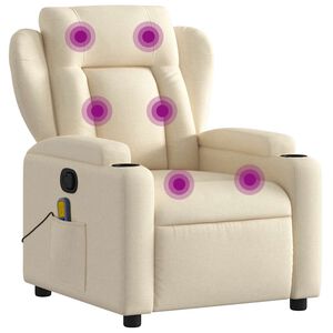 vidaXL Sill&oacute;n de masaje reclinable de tela crema