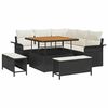 vidaXL Conjunto de sof&aacute;s de jard&iacute;n 8 uds. Negro rat&aacute;n sint&eacute;tico