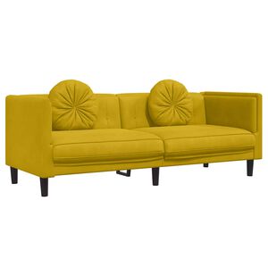 vidaXL Sof&aacute; con cojines 3 plazas terciopelo amarillo