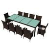 vidaXL Set comedor de jardín 11 pzas y cojines ratán sintético marrón