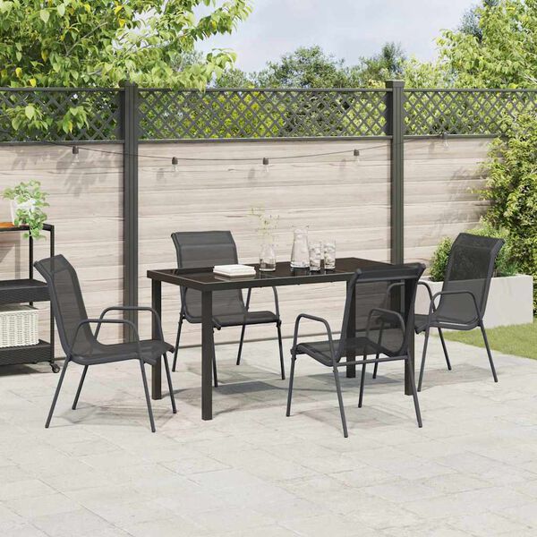 vidaXL Conjunto de Comedor de Jard&iacute;n 5 pcs Negro