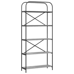 vidaXL Estante de libros 5 niveles 80 x 30 x 183 cm Gris Sonoma