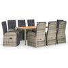 vidaXL Set comedor jard&iacute;n 9 pzas y cojines rat&aacute;n sint&eacute;tico gris