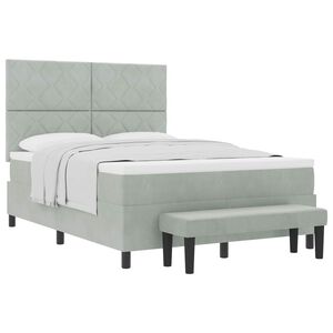 vidaXL Cama tipo Box Spring Gris claro 140 x 200 cm Terciopelo