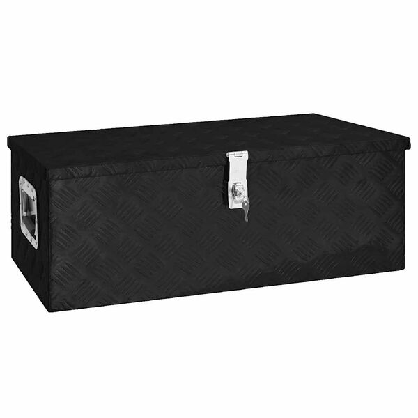 vidaXL Caja de almacenaje de aluminio negro 80x39x30 cm
