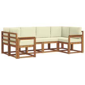 vidaXL Conjunto de sof&aacute;s de exterior con coj&iacute;n 6 pcs Natural y Crema