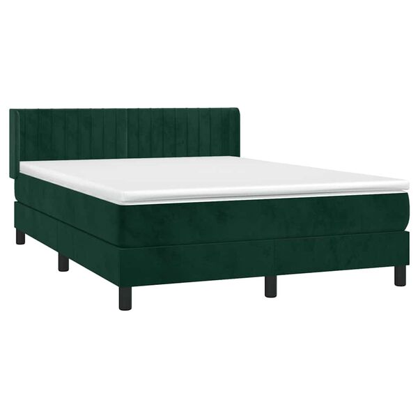 vidaXL Cama box spring con colch&oacute;n terciopelo verde oscuro 140x190 cm