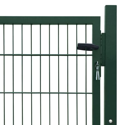vidaXL Puerta de vallado de acero verde 105x150 cm