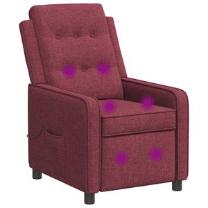 vidaXL Sill&oacute;n de masaje reclinable Rojo vino 65 x 93 x 102 cm Tela