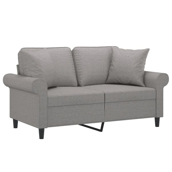 vidaXL Sof&aacute; de 2 plazas con almohadas y cojines tela gris claro 120 cm