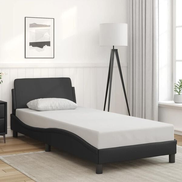 vidaXL Estructura de cama Dover cuero sint&eacute;tico negro 90x190 cm