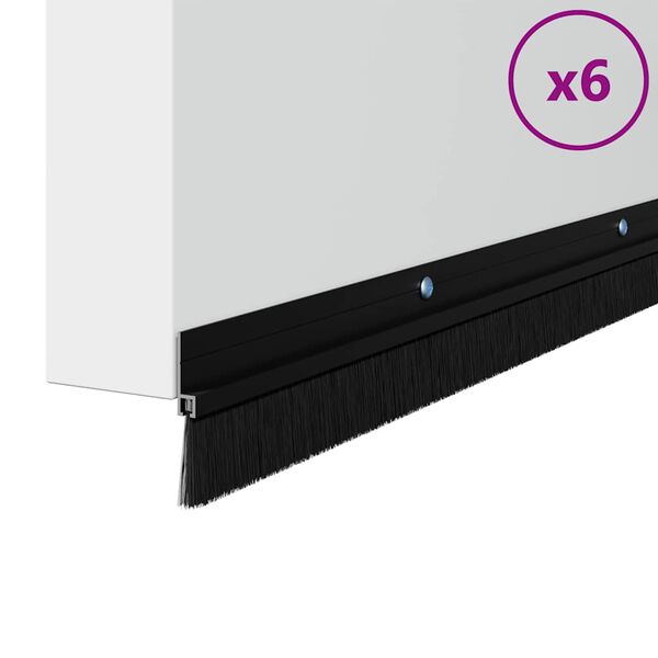 vidaXL Sellos de cepillo de puerta atornillables 6 pcs Negro 100 cm