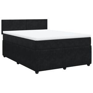 vidaXL Cama box spring con colch&oacute;n terciopelo negro 160x200 cm