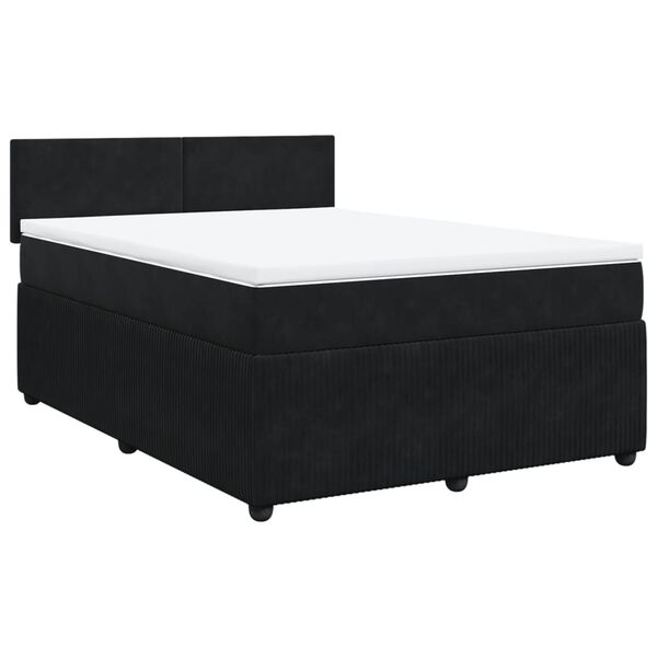 vidaXL Cama box spring con colch&oacute;n terciopelo negro 160x200 cm
