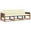 vidaXL Conjunto de sof&aacute;s de exterior con coj&iacute;n 3 pcs Natural y Crema