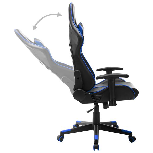 vidaXL Silla de gaming de cuero sint&eacute;tico negro y azul