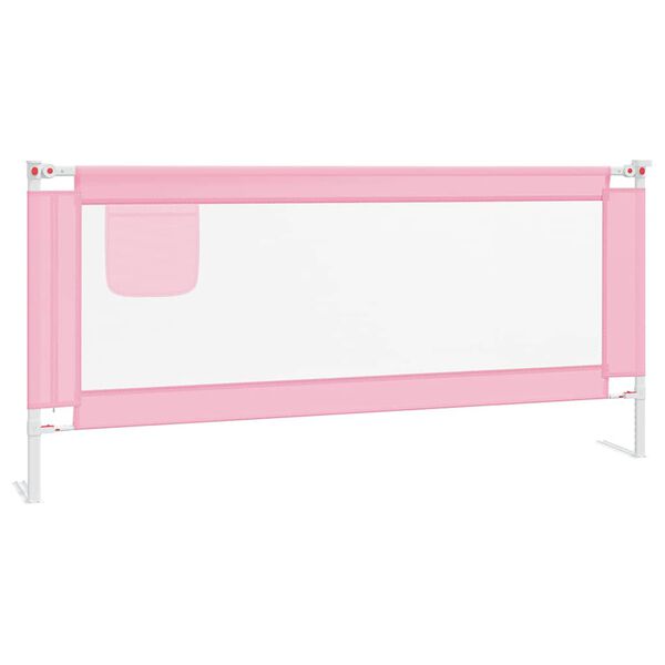 vidaXL Barandilla de seguridad cama de ni&ntilde;o rosa tela 200x25 cm