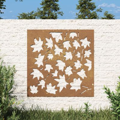 vidaXL Adorno de pared jardín acero corten diseño hoja arce 55x55 cm