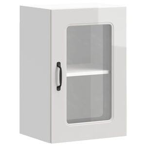 vidaXL Armario de cocina de pared con puerta de cristal "Kalmar" de, madera de ingenier&iacute;a blanca brillante