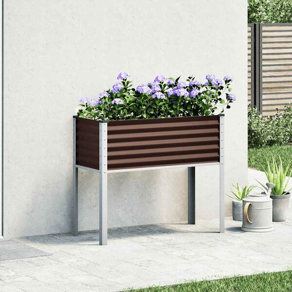 vidaXL Jardinera de acero marrón 100x45x90 cm