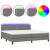 vidaXL Cama box spring colch&oacute;n y luces LED tela gris claro 200x200 cm