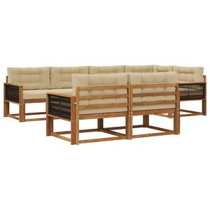vidaXL Conjunto de sof&aacute;s de exterior con coj&iacute;n 7 pcs Natural y Beige
