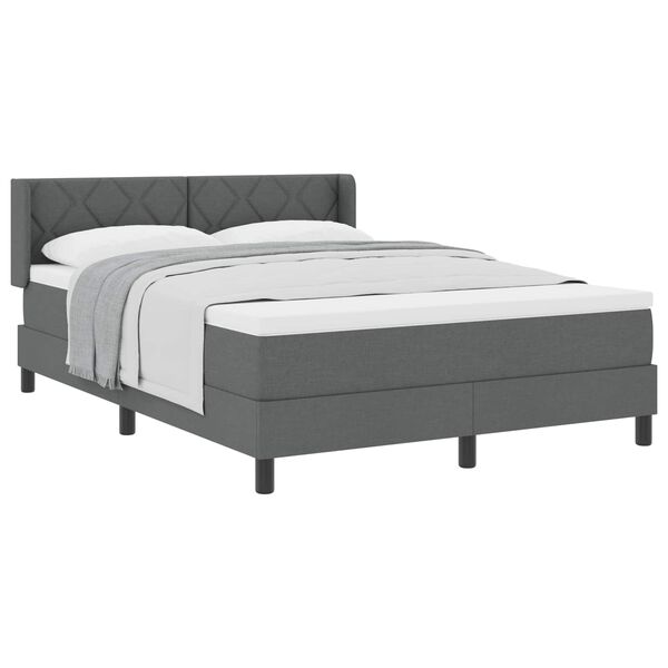 vidaXL Cama tipo Box Spring Gris oscuro 190 x 140 cm Poli&eacute;ster
