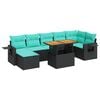 vidaXL Set de sof&aacute;s de jard&iacute;n y cojines 8 piezas rat&aacute;n sint&eacute;tico negro