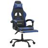 vidaXL Silla gaming giratoria y reposapi&eacute;s cuero sint&eacute;tico negro azul