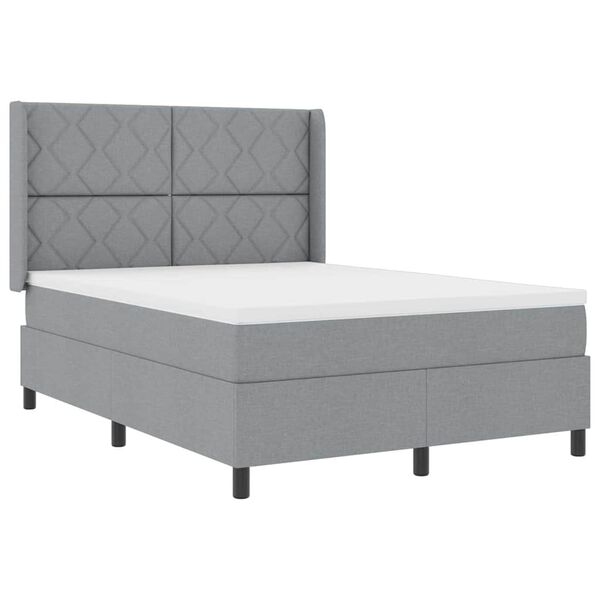vidaXL Cama tipo Box Spring con colch&oacute;n Gris claro 160 x 200 cm tela