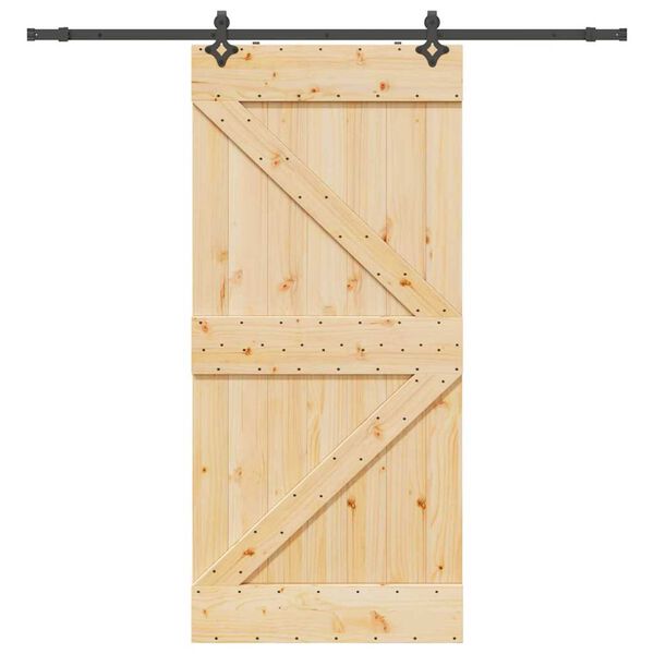 vidaXL Puerta corredera con herrajes madera maciza de pino 100x210 cm