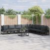 vidaXL Conjunto de sof&aacute;s de jard&iacute;n con coj&iacute;n 9 pcs Negro Aluminio